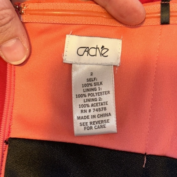 Vintage Cache' Silk Sweetheart Strapless Maxi Formal Gown - Coral, Pink, Black 2 - Picture 8 of 8